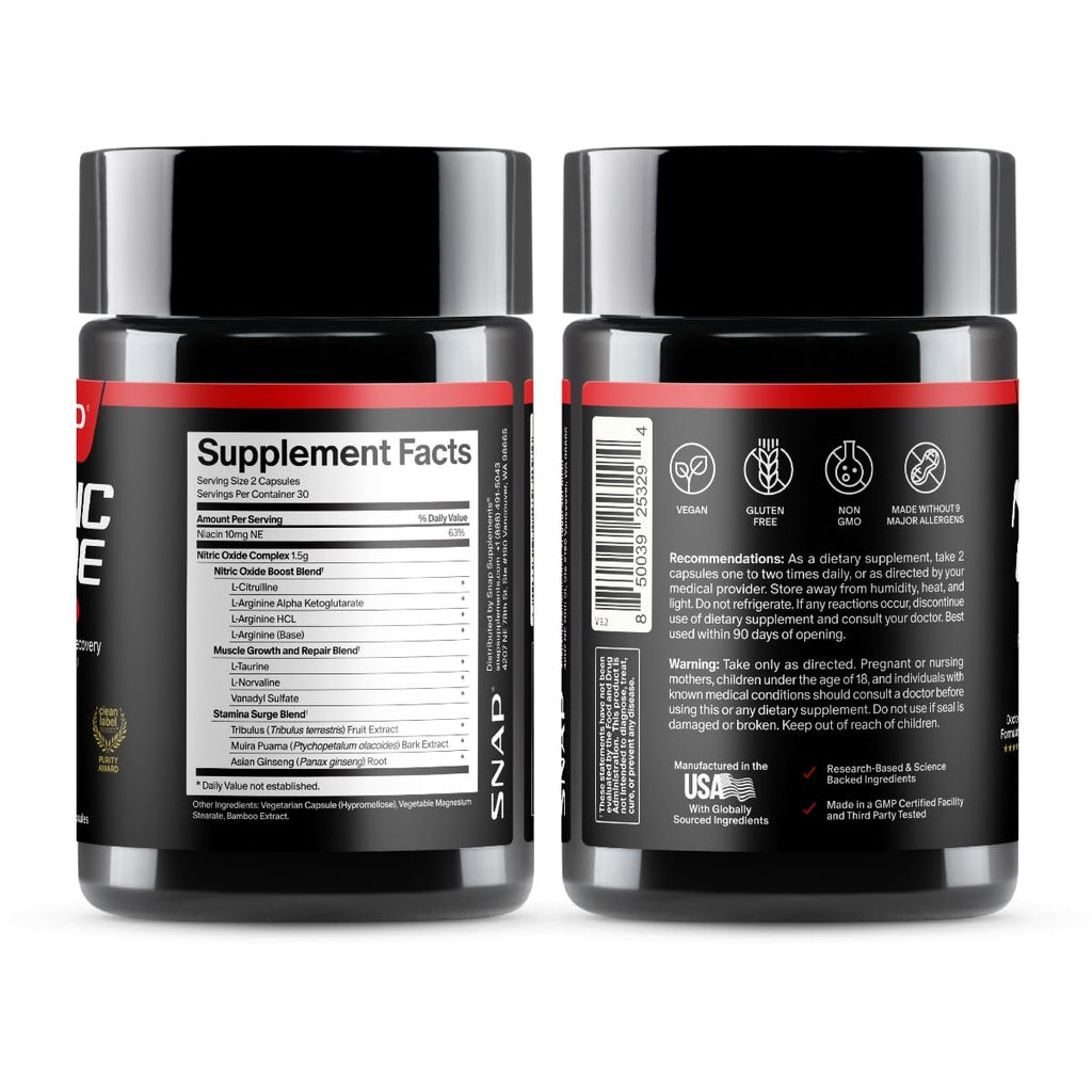 Snap Supplements Nitric Oxide Booster for Men & Women - 60 Vegan Capsules - image 10