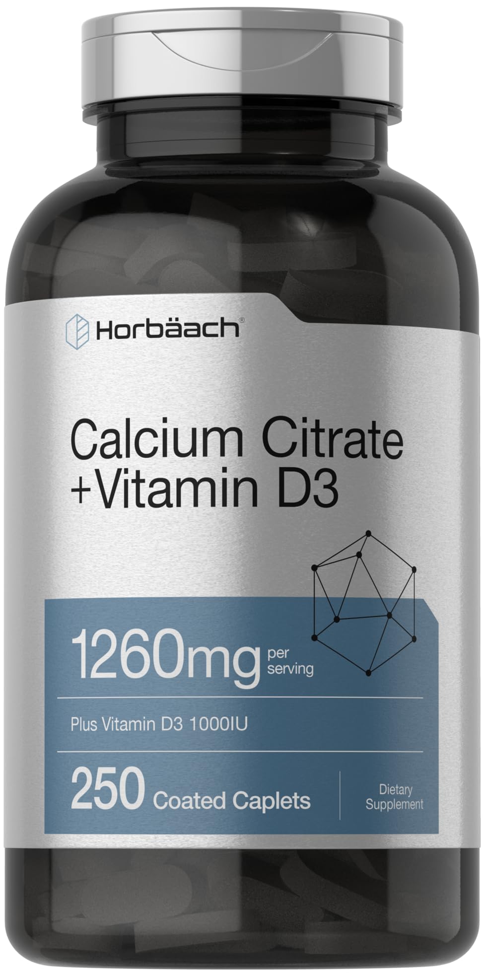 Horbäach Calcium Citrate with Vitamin D3 1260 mg - 250 Caplets
