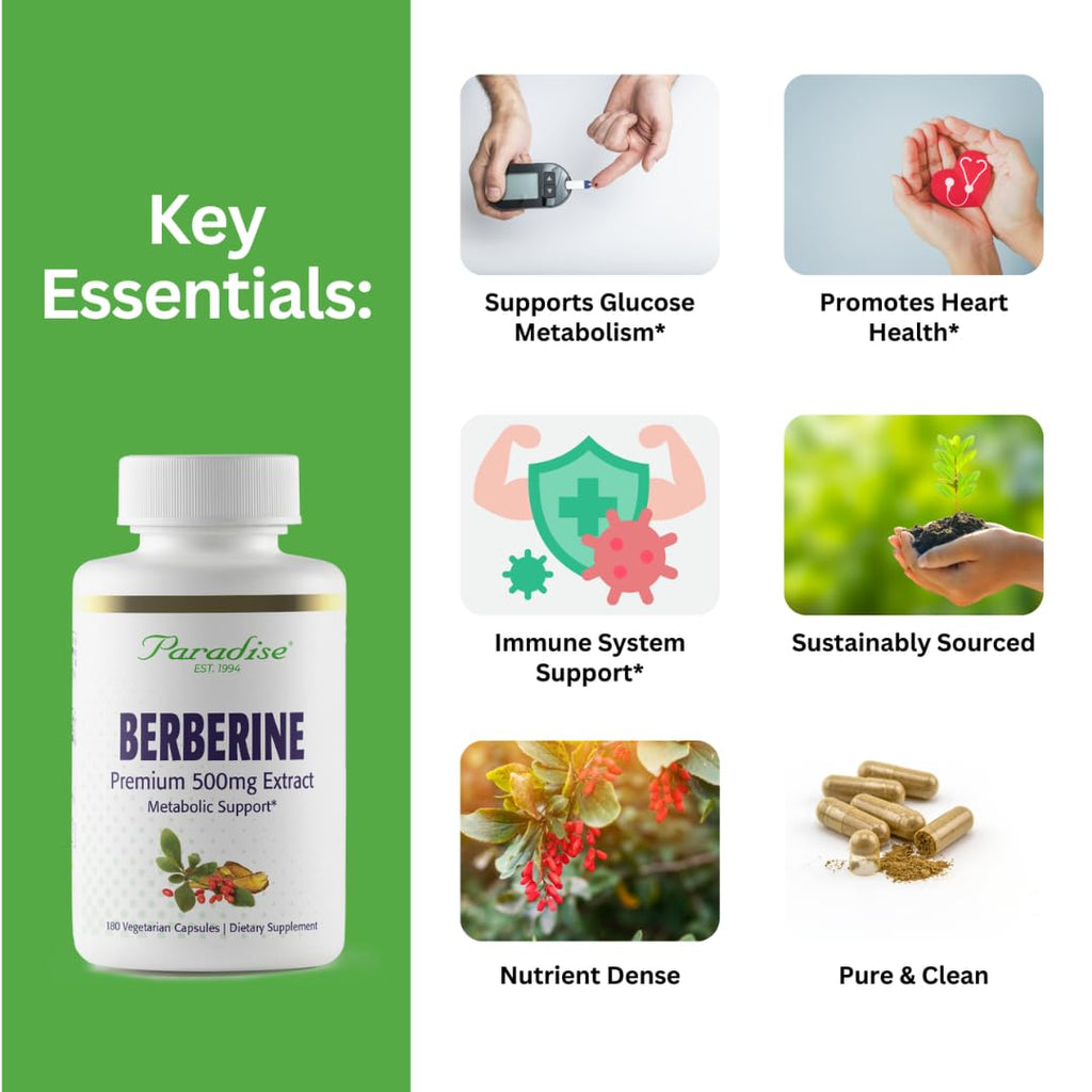 Paradise Herbs Berberine Extract 500 mg - 180 Capsules - image 6