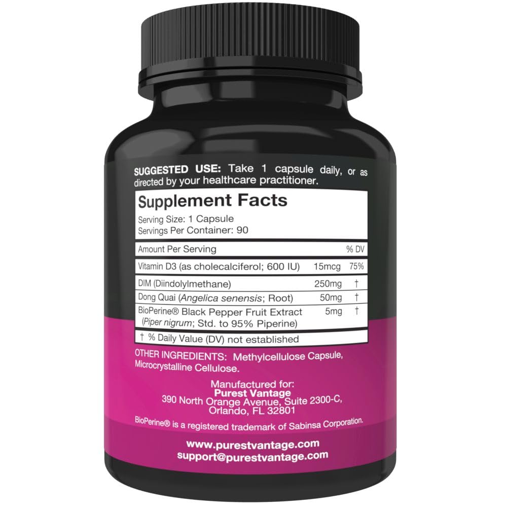 Purest Vantage DIM Supplement 250mg - 90 Capsules - image 2