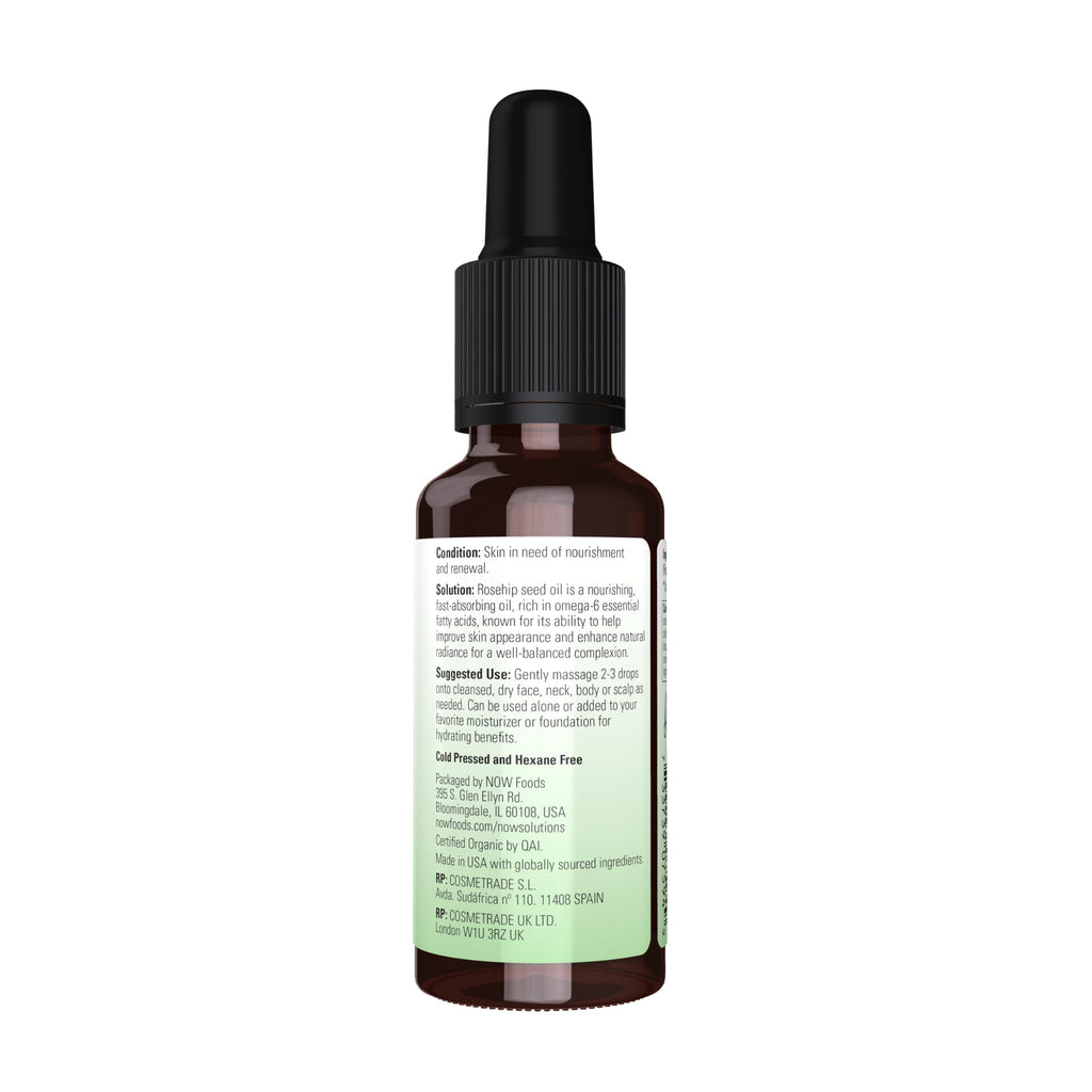 NOW Solutions, Organic Rose Hip Seed Oil, Expeller Pressed, 1 fl. oz - image 2