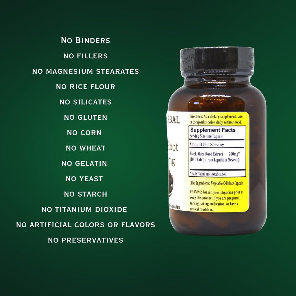 Barlowe's Herbal Elixirs Black Maca Root Extract 700 mg - 60 Vegetarian Capsules - image 4