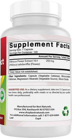 Best Naturals Hibiscus 10:1 Extract 2500 mg - 120 Capsules - image 6