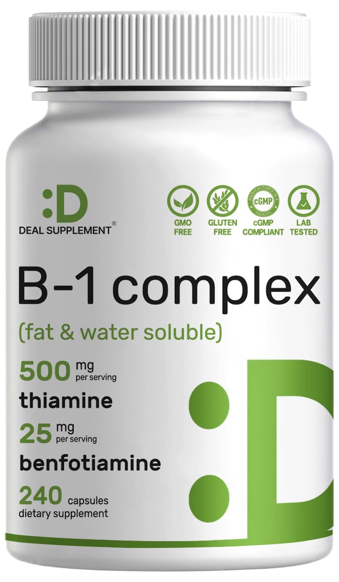 Deal Supplement Vitamin B1 500mg with Benfotiamine - 240 Capsules