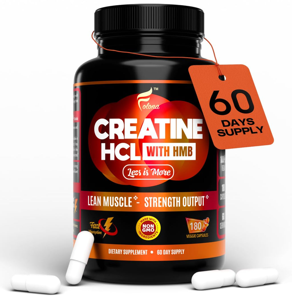 FOLONA Creatine HCL with HMB Capsules - 180 Vegan Capsules
