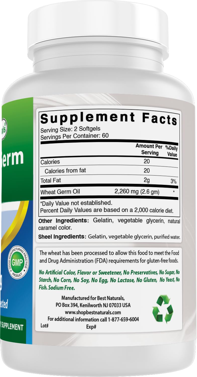 Best Naturals Wheat Germ Oil 1130 mg - 120 Softgels - image 6