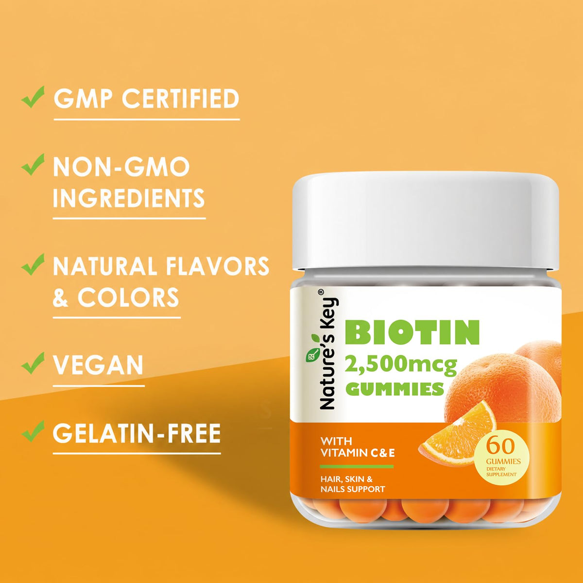 Nature's Key Biotin Gummies with Vitamin C and E