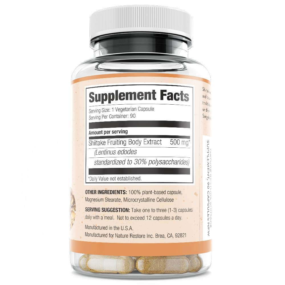 Nature Restore Shiitake Mushroom Extract Supplement - 90 Capsules - image 2