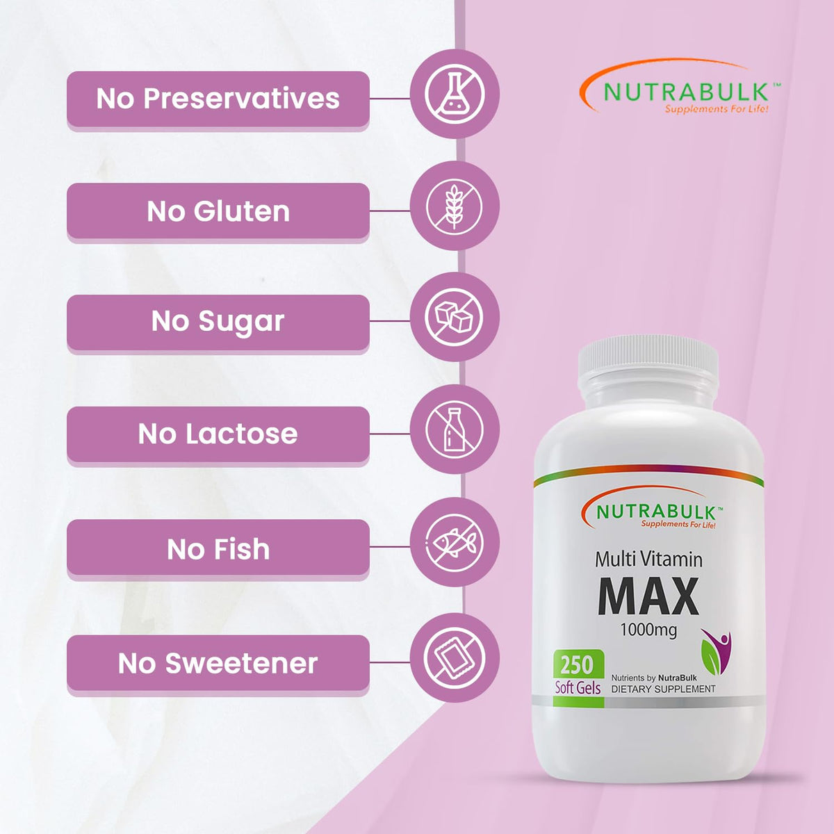 NutraBulk Multi-Vitamin MAX Well Absorbed Softgels - 250 Softgels - image 5