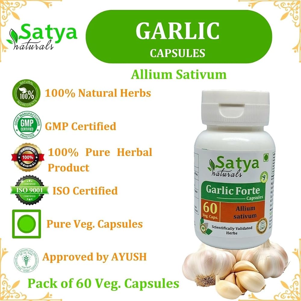 Satya Naturals Garlic Forte Capsules 500 mg. 60 Veg. Capsule