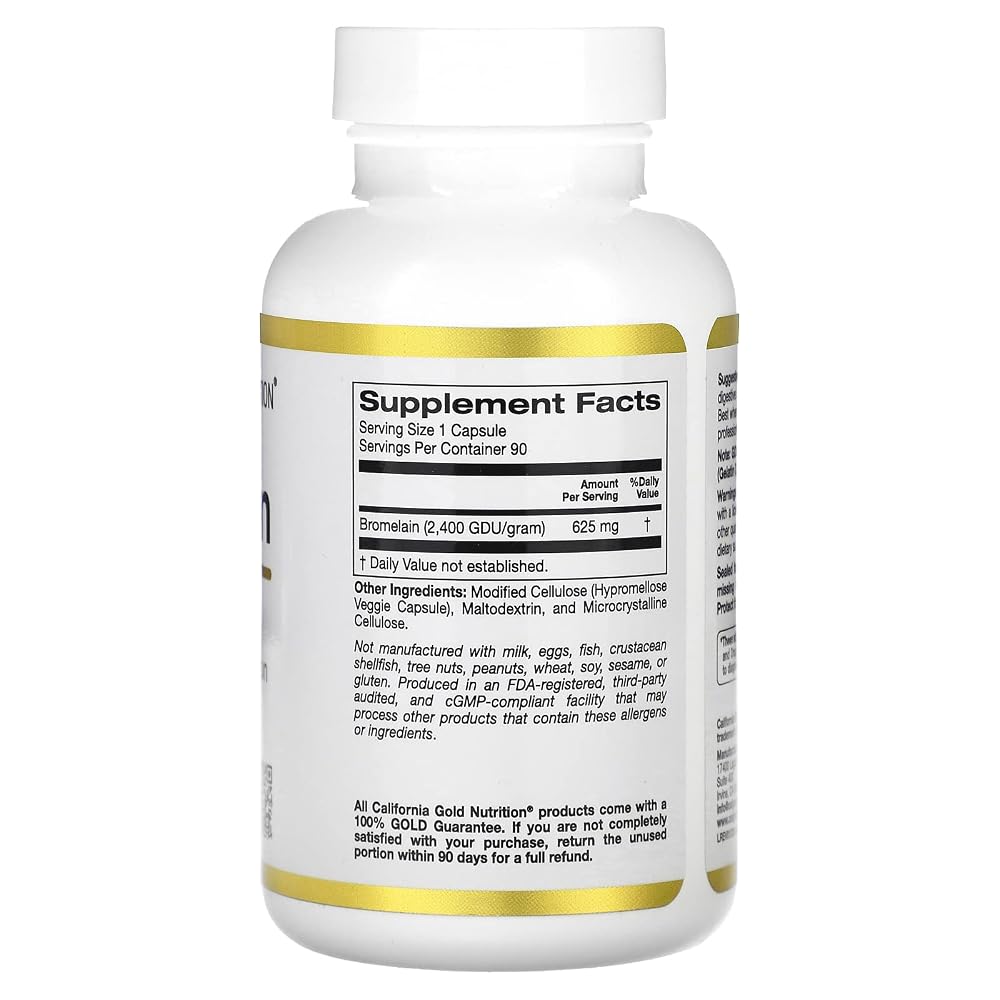California Gold Nutrition Bromelain 500 mg - 90 Vegetarian Capsules - image 2