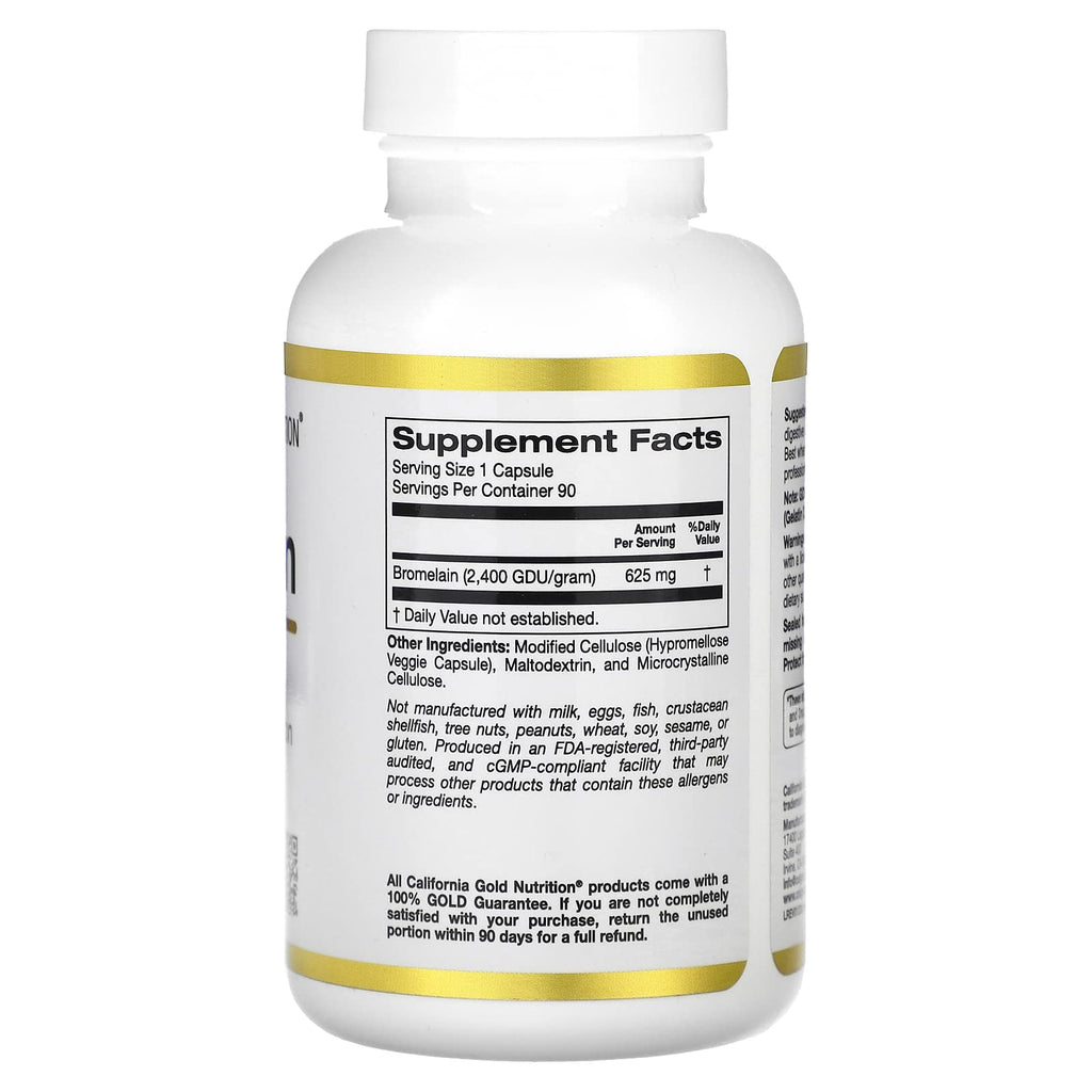 California Gold Nutrition Bromelain 500 mg - 90 Vegetarian Capsules - image 2