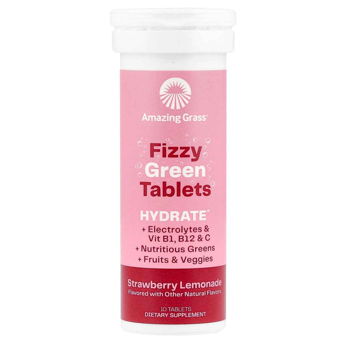 Amazing Grass Electrolyte Tablets Fizzy Greens Strawberry Lemonade - 10 Count