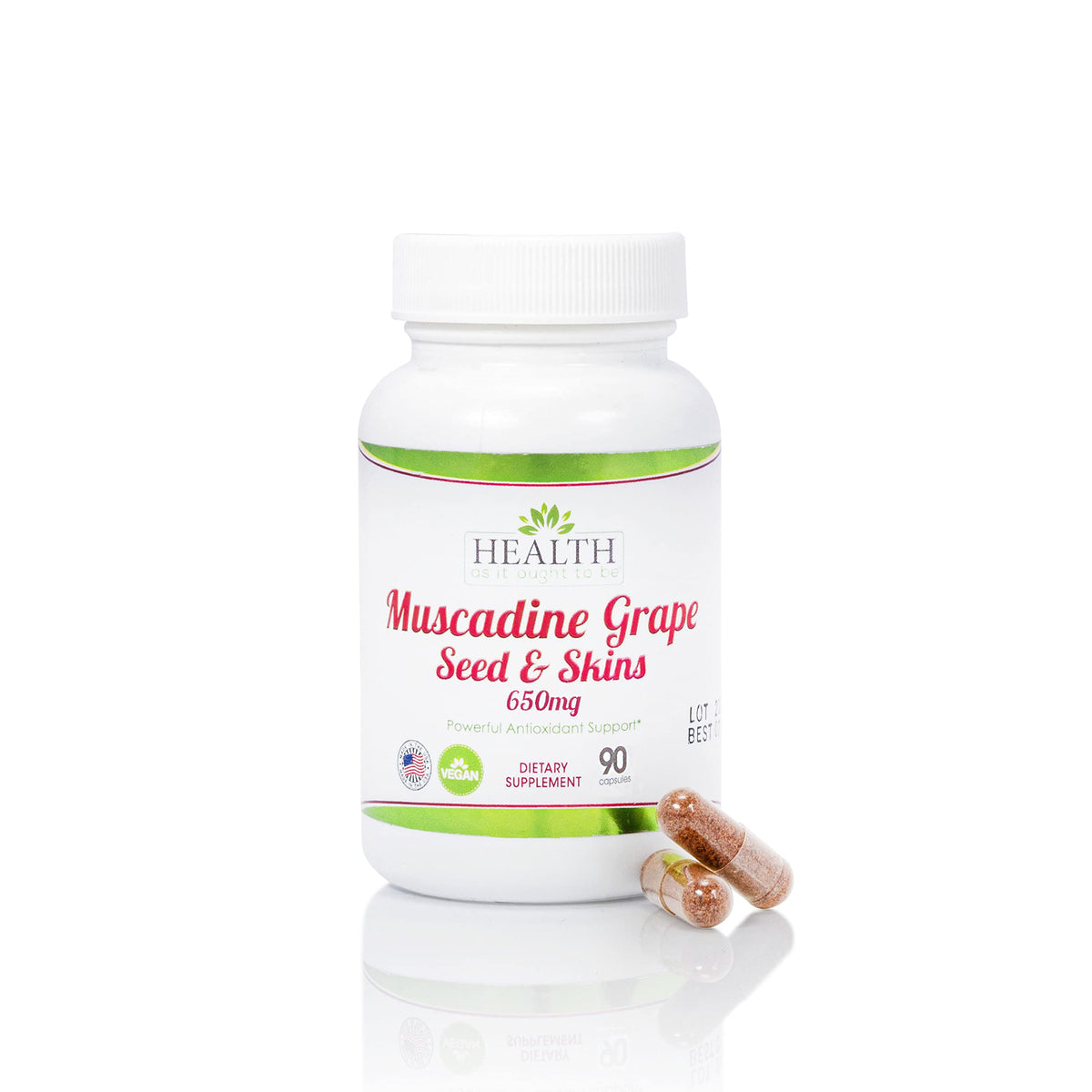 Health As It Ought To Be Muscadine Seed & Skin Antioxidant - 90 Capsules