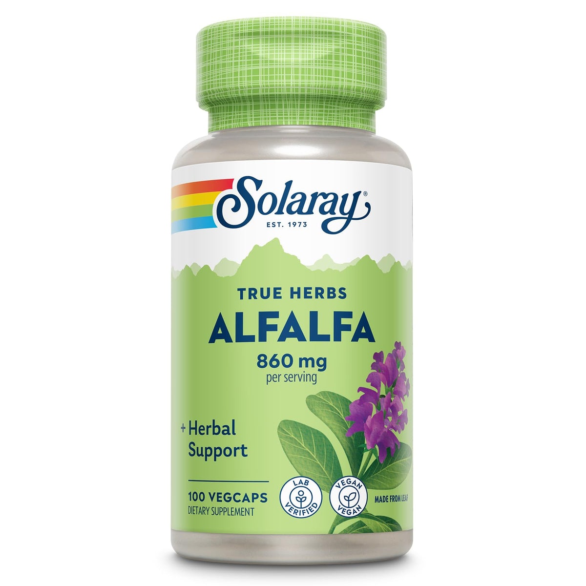 SOLARAY Alfalfa Leaf Supplement 860mg - 100 Vegetarian Capsules
