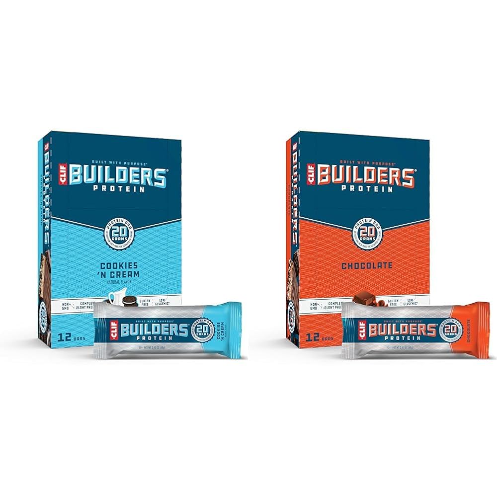 Clif Builders Protein Bars Bundle Cookies 'n Cream & Chocolate - 12 Count