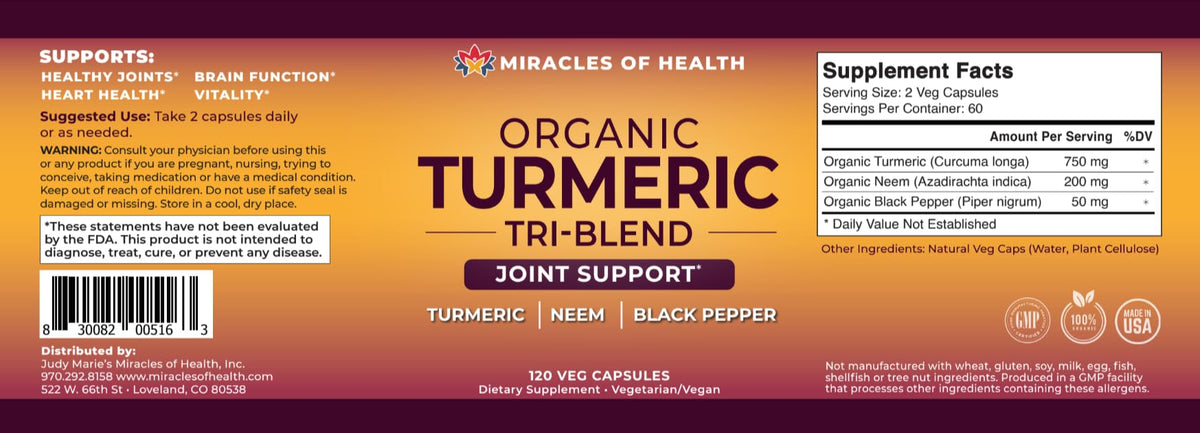 Miracles of Health Turmeric Tri-Blend Immune Support - 120 Vegetarian Capsules - image 5