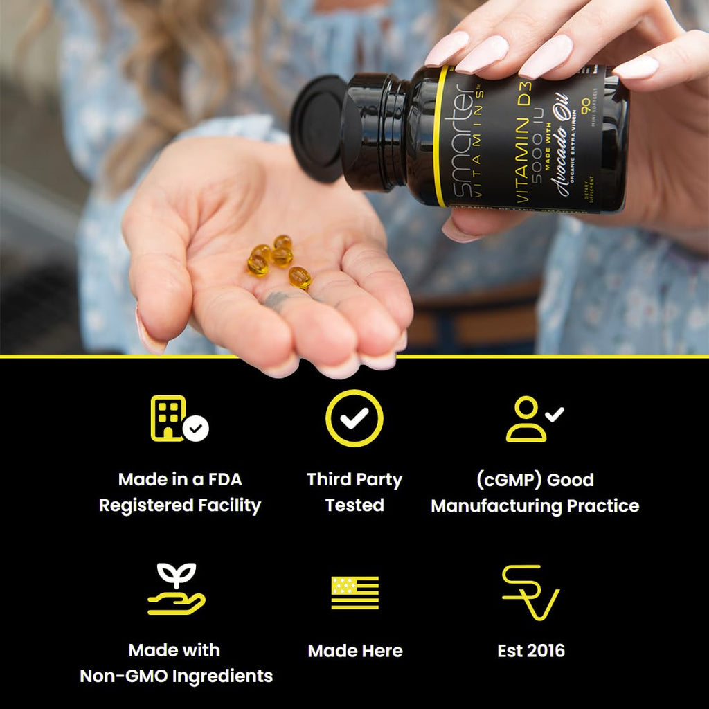 SmarterVitamins Vitamin D3 5000 IU with Avocado Oil - 270 Softgels - image 5