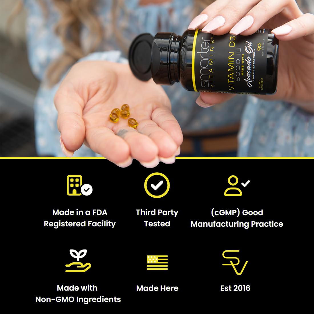 SmarterVitamins Vitamin D3 5000 IU with Avocado Oil - 270 Softgels - image 5