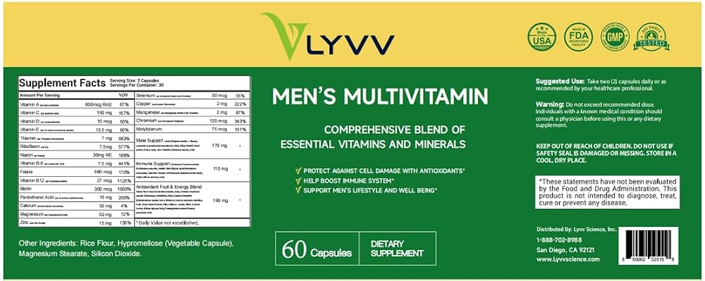 Lyvv Men's Multivitamin Comprehensive Blend - 60 Capsules - image 3