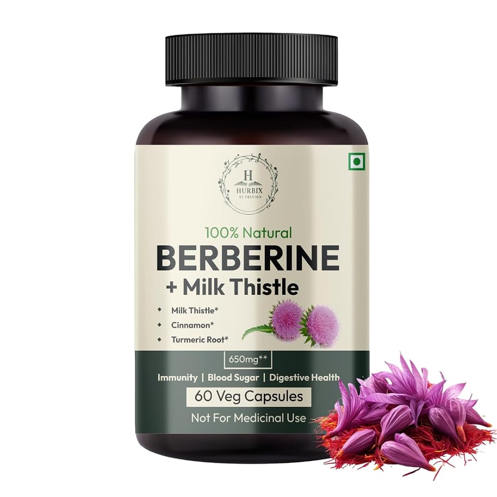 Hurbix Berberine 1300 mg with Milk Thistle & Turmeric - 60 Capsules