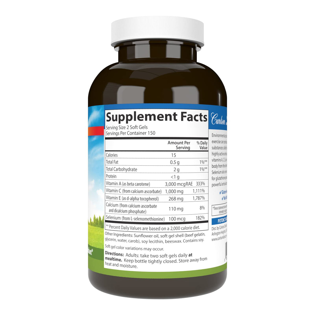 Carlson ACES Vitamins A, C, E + Selenium - 300 Softgels - image 2