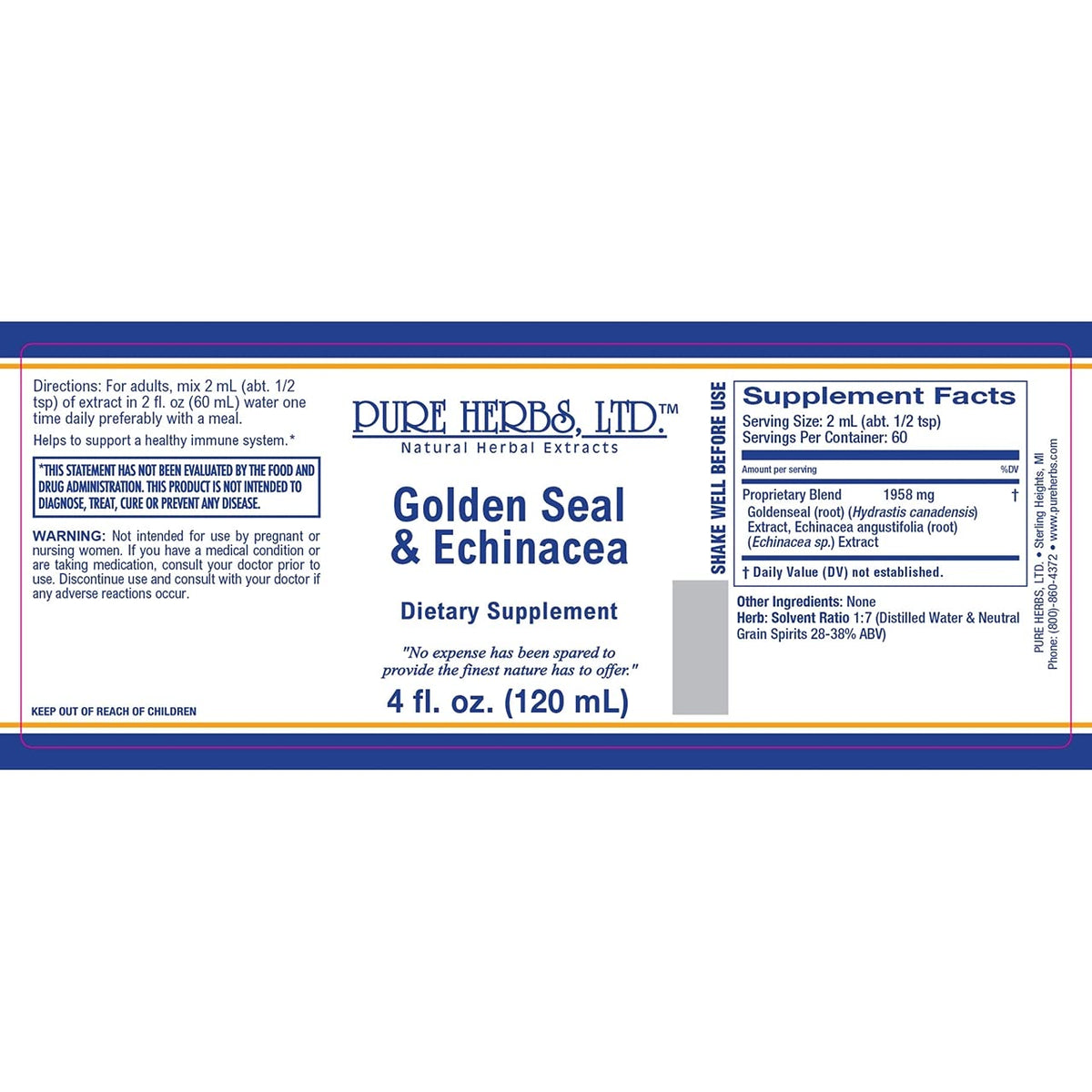 Pure Herbs Golden Seal & Echinacea Liquid - 4 fl oz - image 3