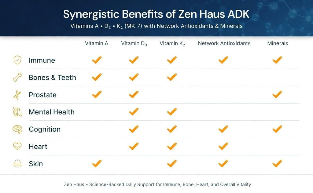 Zen Haus ADK Vitamins A D3 K2 E with CoQ10 - 100 Capsules - image 5