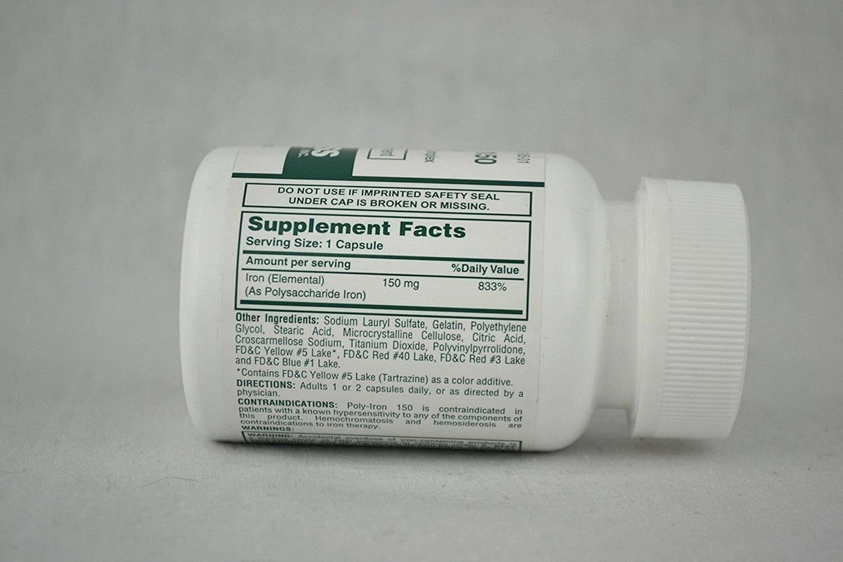Cypress Poly-Iron 150 mg Iron Supplement - 100 Capsules - image 2