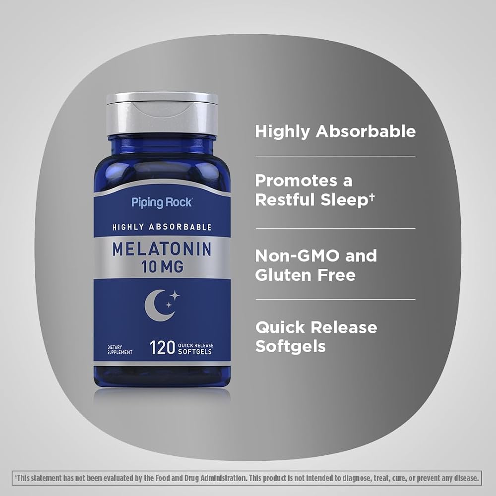 Piping Rock Melatonin 10mg - 120 Softgels - image 4