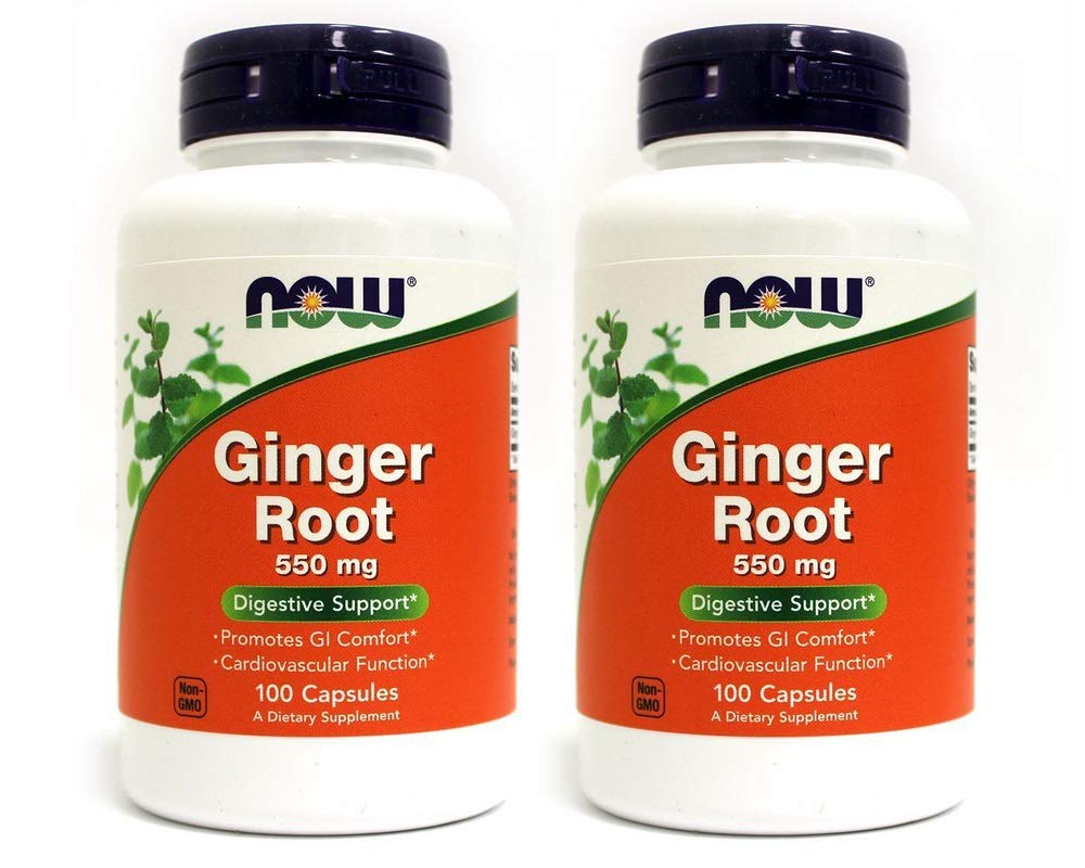 NOW Foods Ginger Root 550mg - 100 Capsules (Pack of 2)