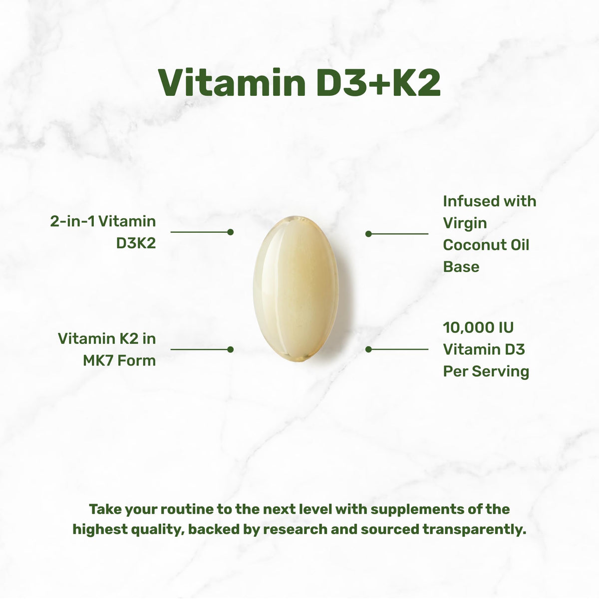 DEAL SUPPLEMENT Vitamin D3 10,000 IU + K2 MK7 Softgels - 250 Count - image 3
