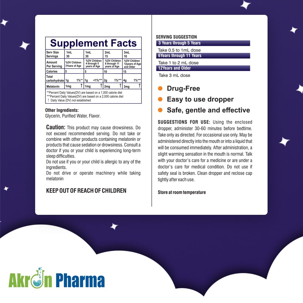 Akron Pharma MAX Sleep Junior Melatonin Sleep Drops for Kids - 1 Fl Oz - image 5