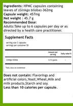 Hekma Center Pure Ginkgo biloba for Energy & Vitality - 100 Capsules - image 2