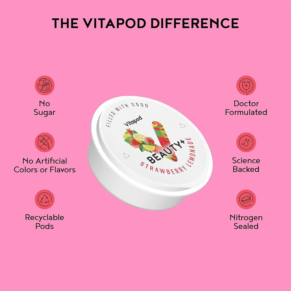 Vitapod Beauty+ Collagen Drink Mix Strawberry Lemonade - 30 Pods - image 4