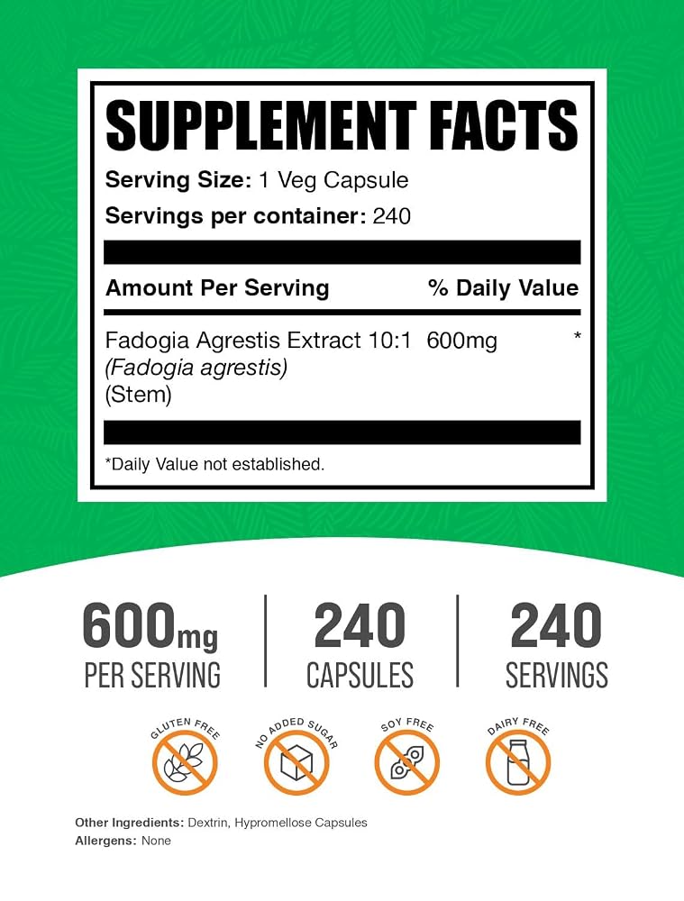 BulkSupplements Fadogia Agrestis 600mg Energy Boost - 240 Capsules - image 2