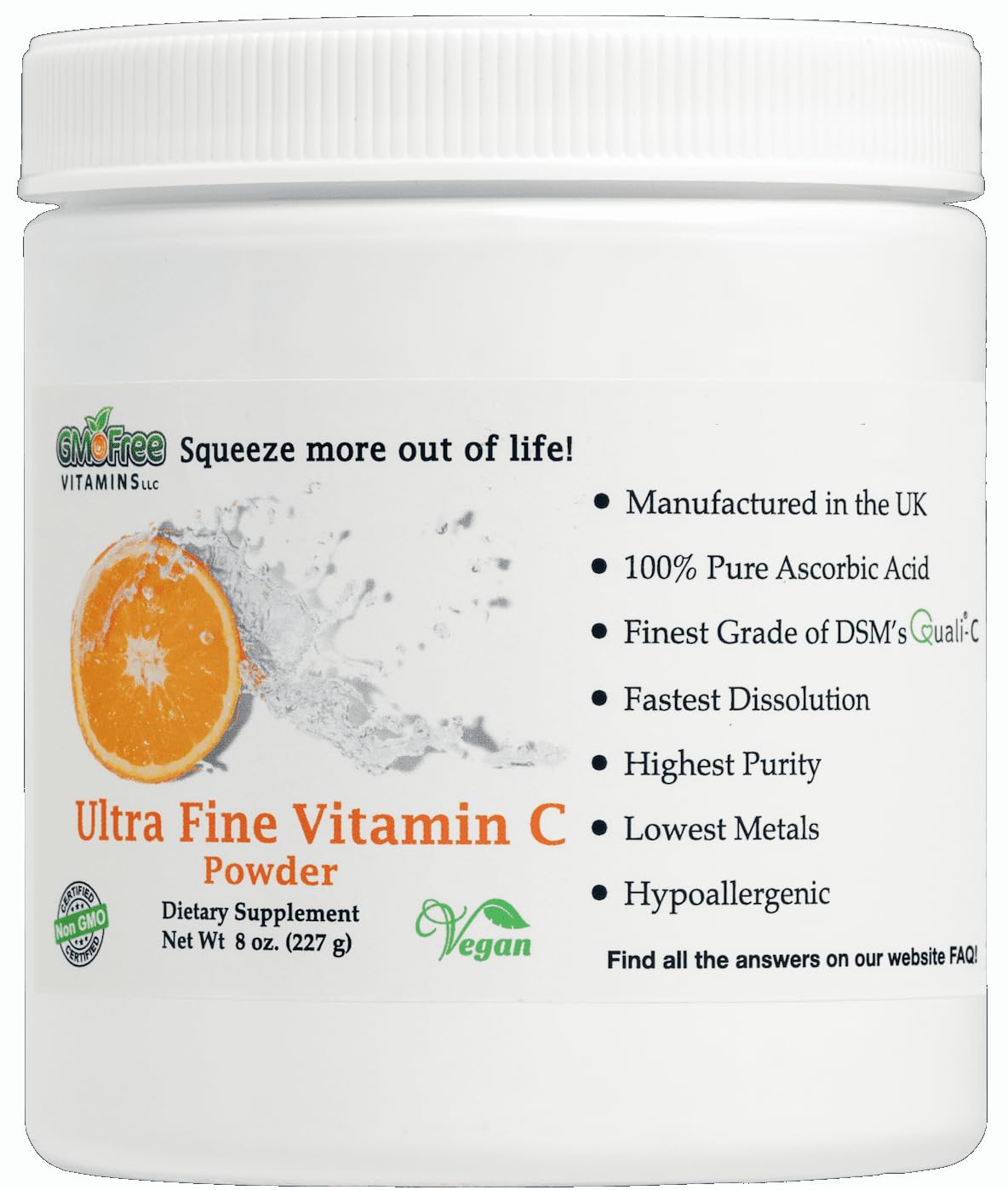 GMOFreeVitamins GMO Free Vitamins Vitamin C Powder L-Ascorbic Acid - 8 oz