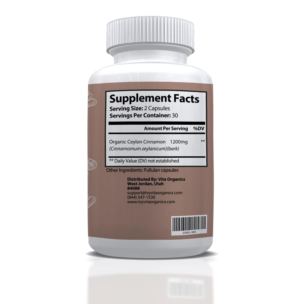 Vita Organics True Cinnamon Supplement Ceylon Bark - 60 Vegetarian Capsules - image 5