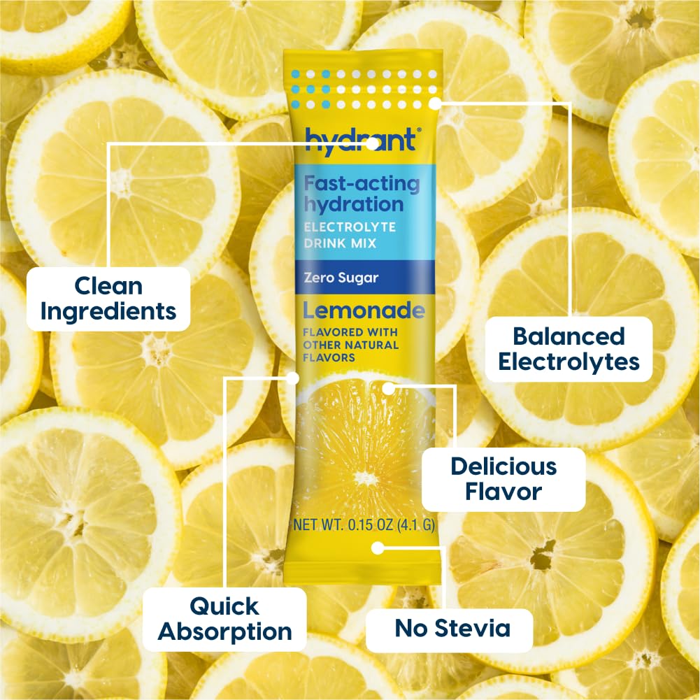 Hydrant Hydrate Electrolyte Powder Stick Packets Lemonade - 30 Count - image 3