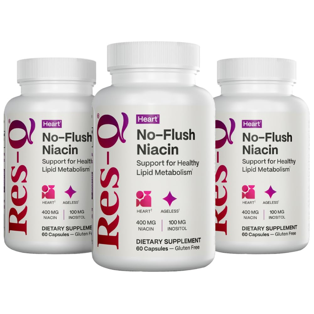 Res-Q No-Flush Niacin Vitamin B3 for Cardiovascular Health - 180 Softgels