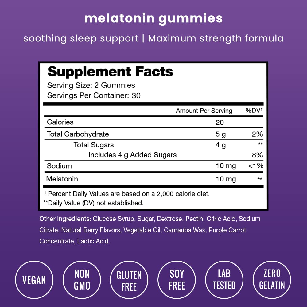 NutraChamps Melatonin Gummies for Adults Extra Strength