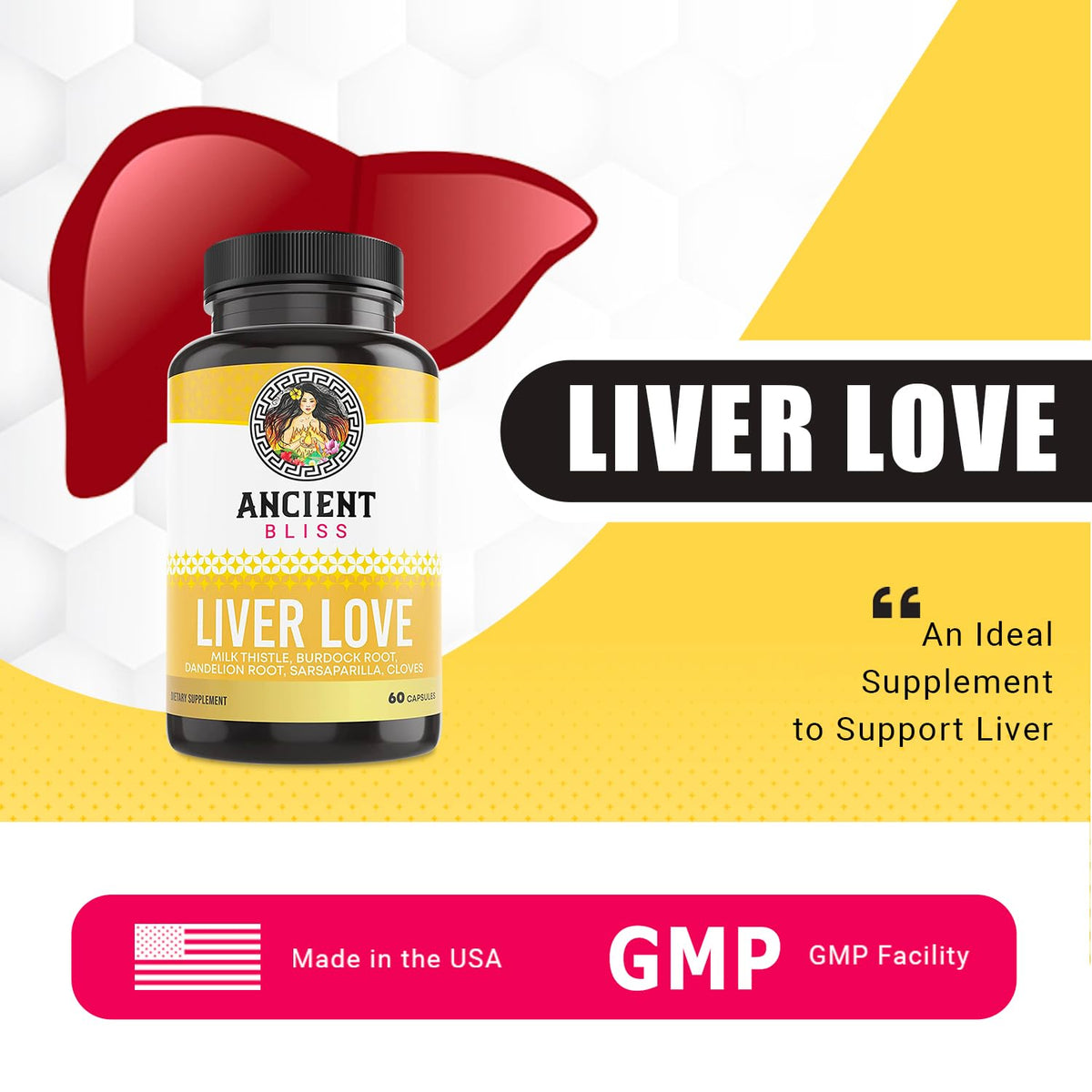 Ancient Bliss Liver Love Milk Thistle Supplement - 60 Capsules - image 2