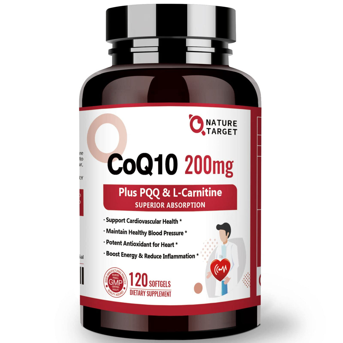 NATURE TARGET CoQ10 200mg with PQQ & L-Carnitine - 120 Softgels