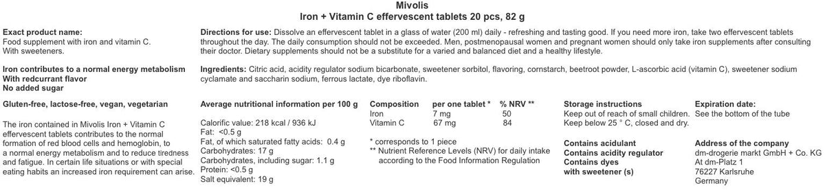 Mivolis Iron + Vitamin C Effervescent Tablets - image 5