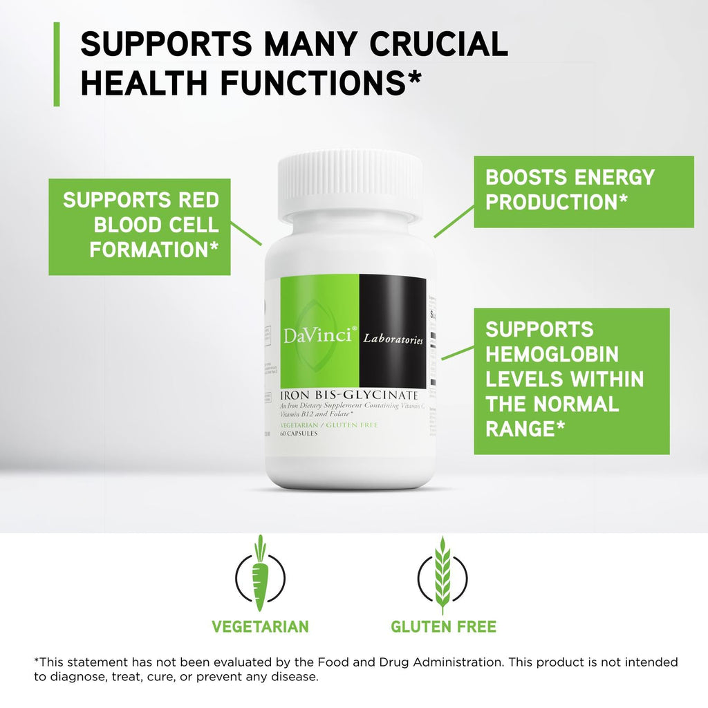 DaVinci Labs Iron Bis-Glycinate - 60 Vegetarian Capsules - image 3