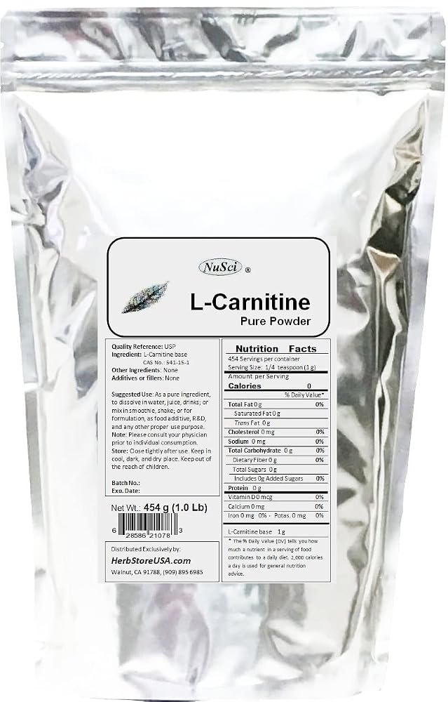 NuSci L-Carnitine Pure Powder Energy - 2270g - image 4