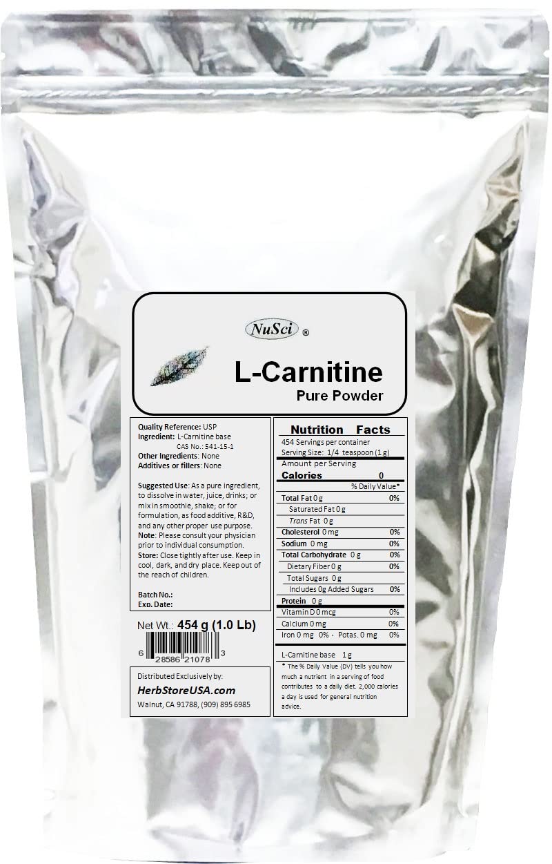 NuSci L-Carnitine Pure Powder Energy - 2270g - image 4