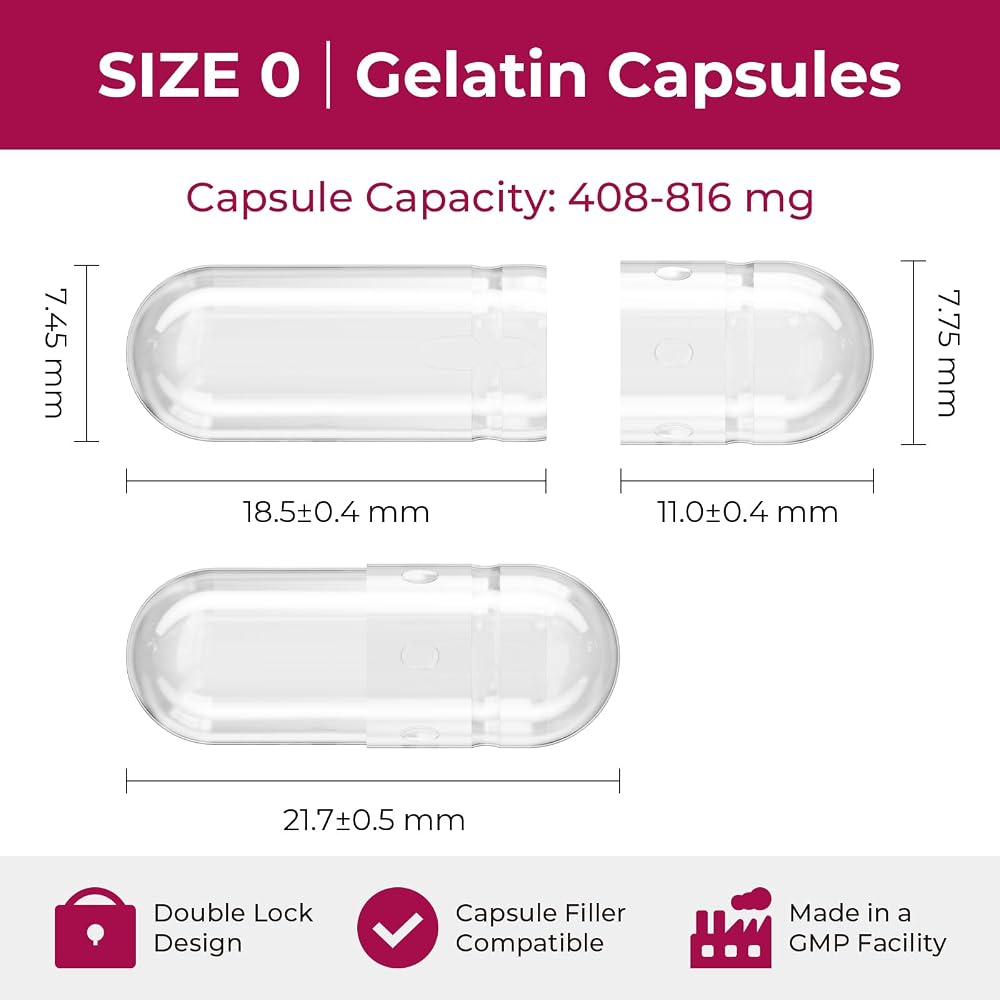 ATLEMISME Empty Gelatin Capsules Size 0 - 1000 Count - image 2