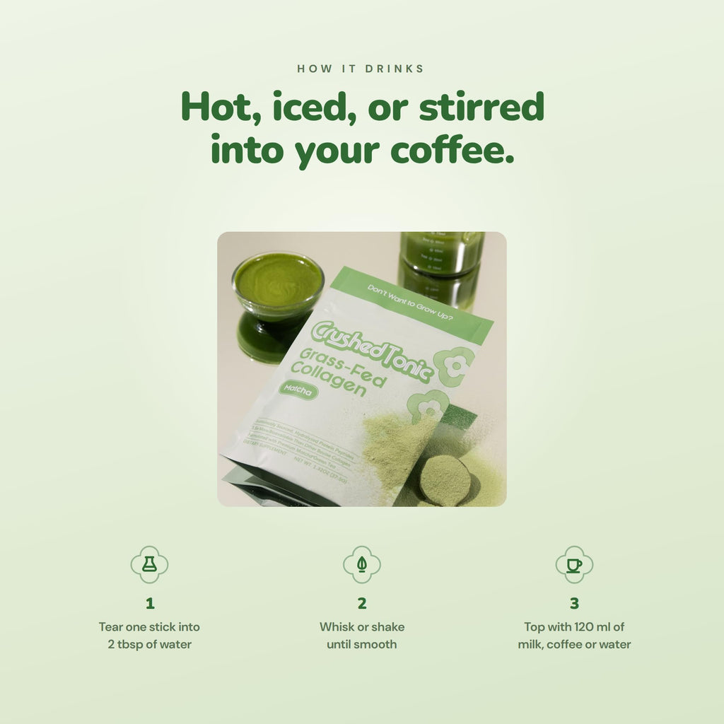 Crushed Tonic Korean Beauty Matcha Marine Collagen Powder - 28 Sticks - image 7