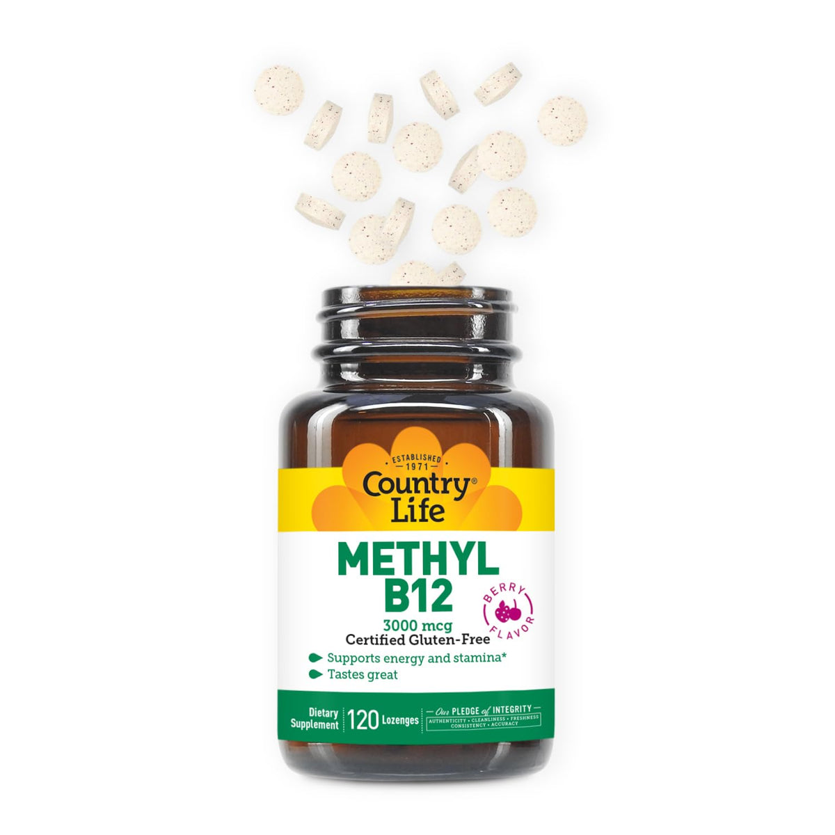 Country Life Methyl B12 3000 mcg Lozenges for Energy - 120 Lozenges - image 2